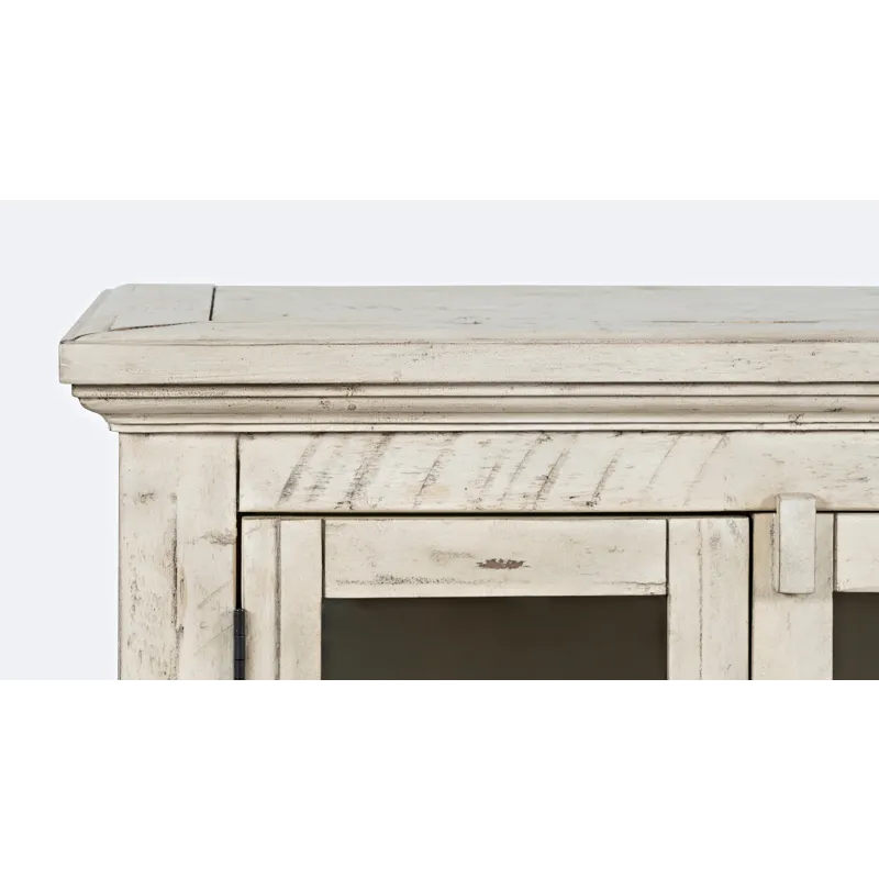 Rustic Shores 54\" Coastal Distressed Acacia Four-Door Credenza Cabinet