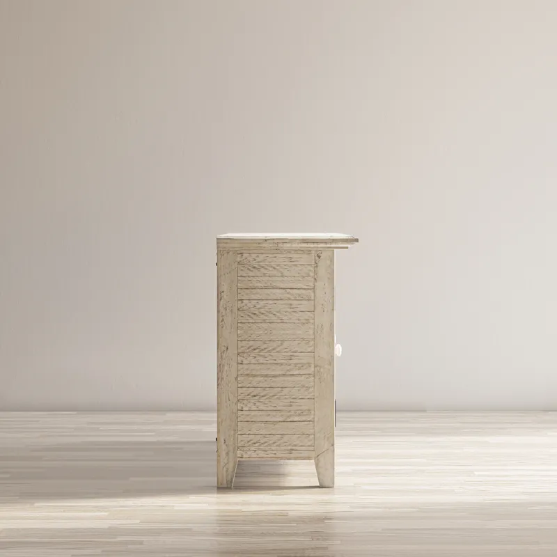 Rustic Shores 54\" Coastal Distressed Acacia Four-Door Credenza Cabinet