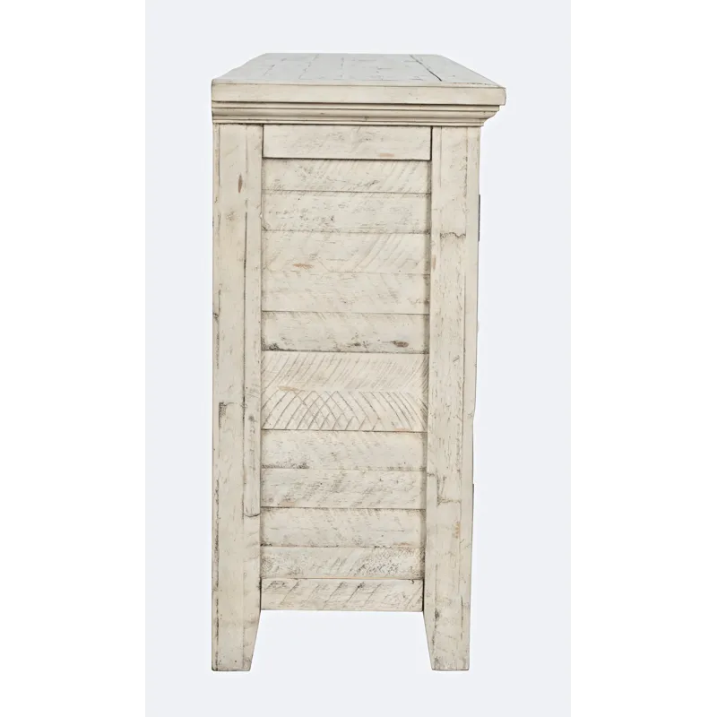 Rustic Shores 54\" Coastal Distressed Acacia Four-Door Credenza Cabinet