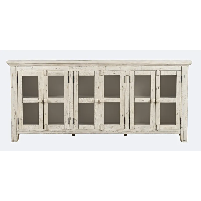 Rustic Shores 70\" Coastal Distressed Acacia Six-Door Sideboard Cabinet