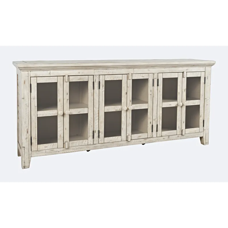 Rustic Shores 70\" Coastal Distressed Acacia Six-Door Sideboard Cabinet