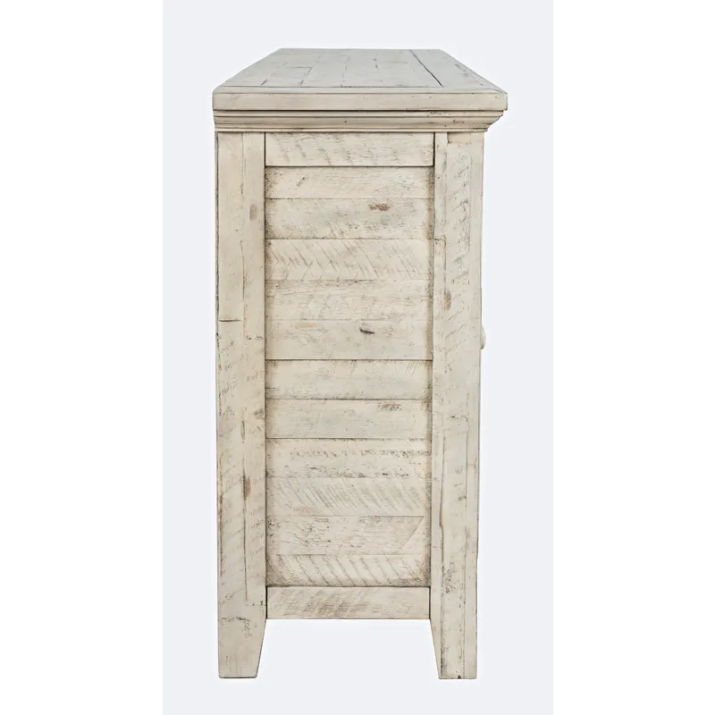 Rustic Shores 70\" Coastal Distressed Acacia Six-Door Sideboard Cabinet