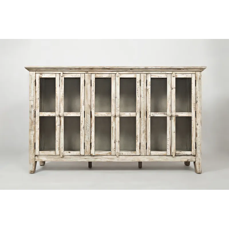 Rustic Shores 70\" Coastal Distressed Acacia Six-Door Accent Cabinet