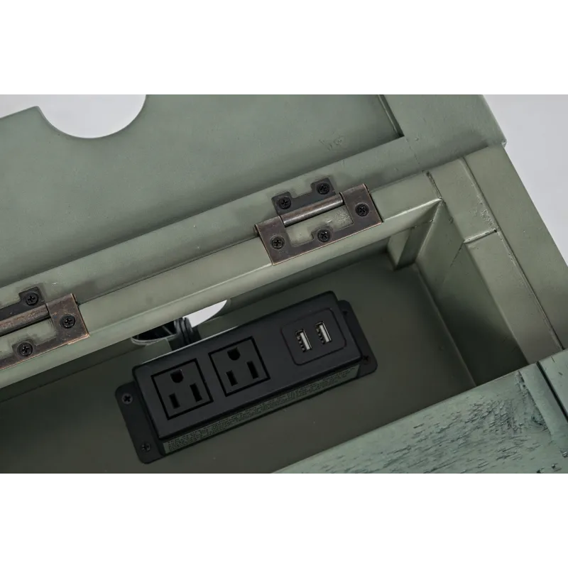 Rustic Shores Distressed Acacia USB Charging Chairside End Table