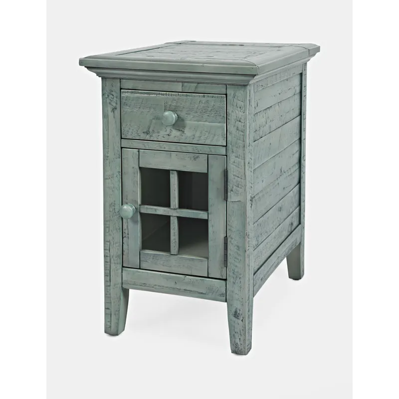 Rustic Shores Distressed Acacia USB Charging Chairside End Table