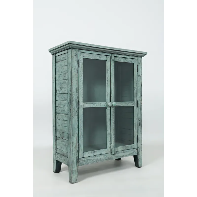 Rustic Shores 32\" Coastal Distressed Acacia Two-Door Accent Cabinet