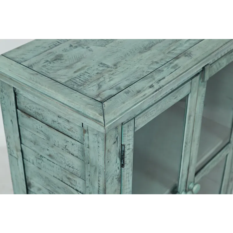 Rustic Shores 32\" Coastal Distressed Acacia Two-Door Accent Cabinet