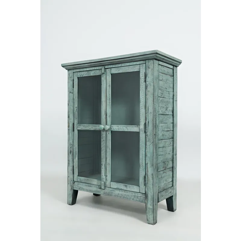 Rustic Shores 32\" Coastal Distressed Acacia Two-Door Accent Cabinet