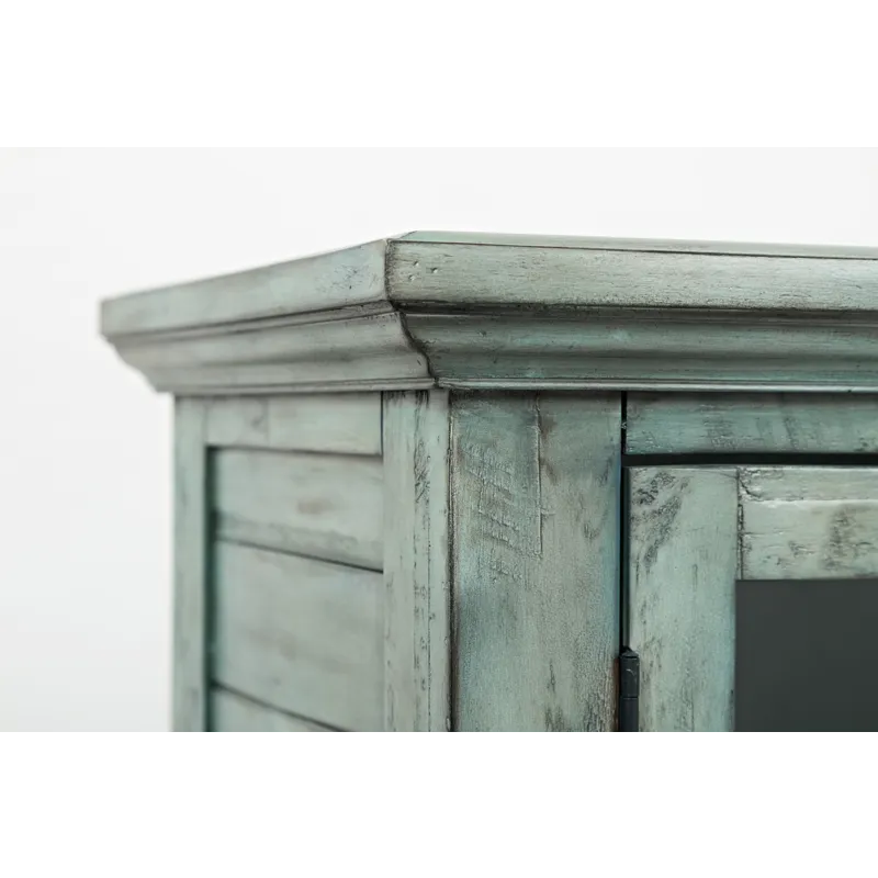 Rustic Shores 48\" Coastal Distressed Acacia Four-Door Accent Cabinet