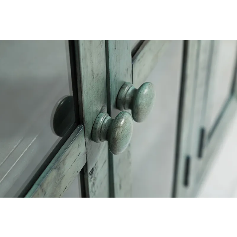 Rustic Shores 48\" Coastal Distressed Acacia Four-Door Accent Cabinet