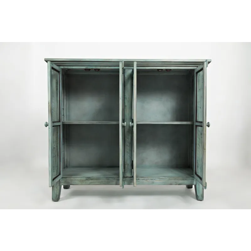 Rustic Shores 48\" Coastal Distressed Acacia Four-Door Accent Cabinet