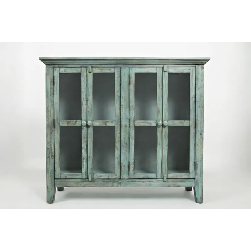 Rustic Shores 48\" Coastal Distressed Acacia Four-Door Accent Cabinet