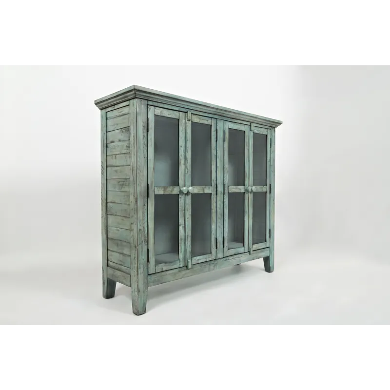 Rustic Shores 48\" Coastal Distressed Acacia Four-Door Accent Cabinet