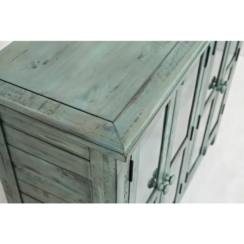 Rustic Shores 48\" Coastal Distressed Acacia Four-Door Accent Cabinet