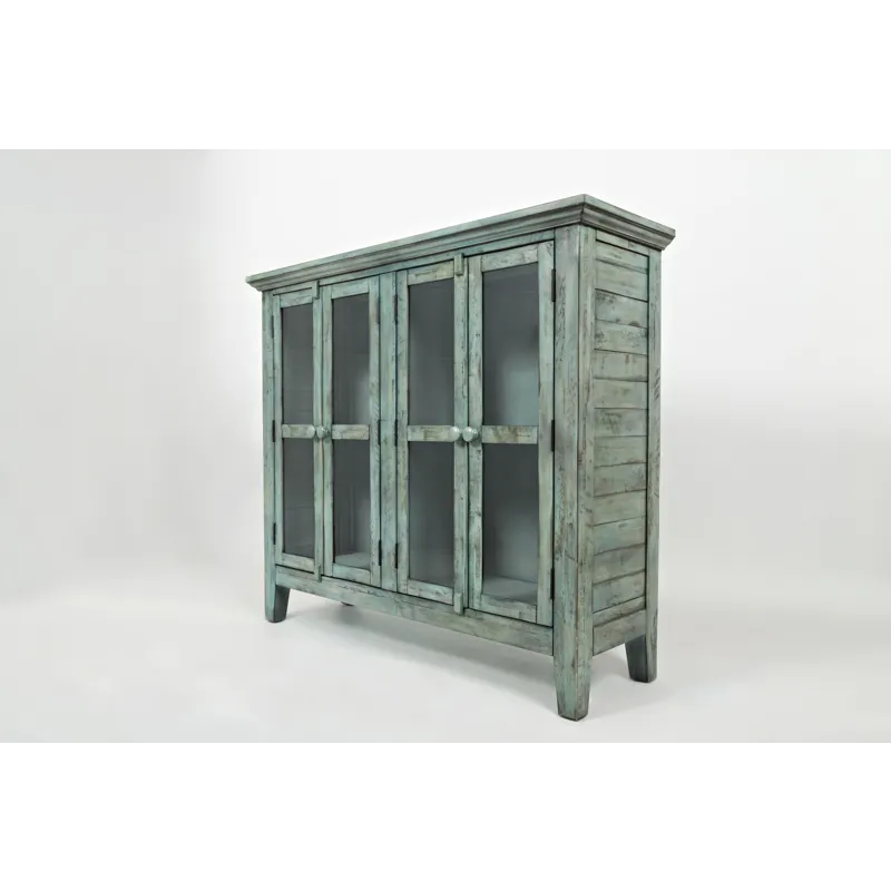 Rustic Shores 48\" Coastal Distressed Acacia Four-Door Accent Cabinet