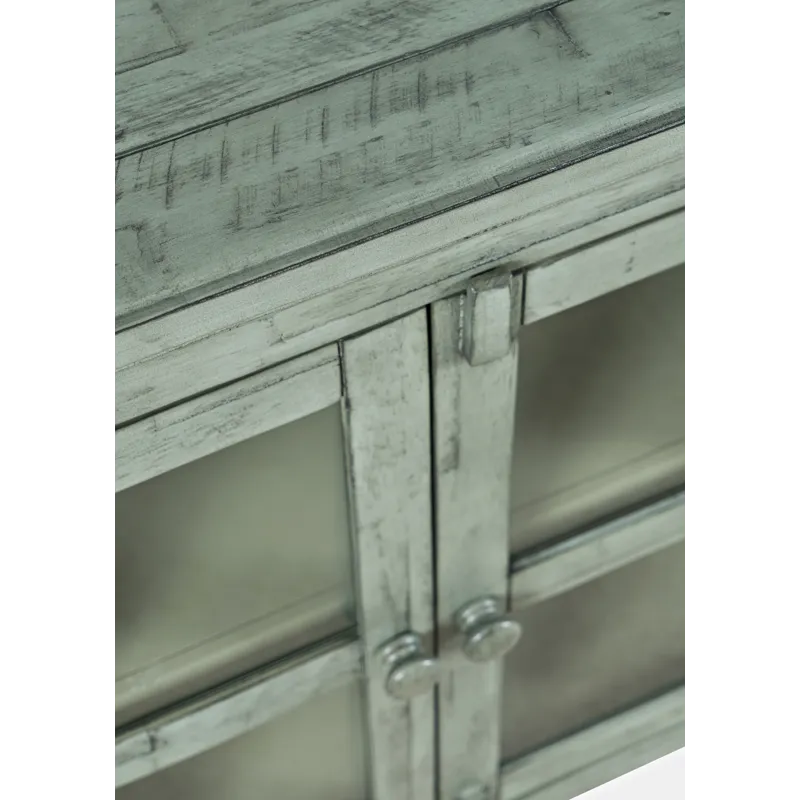 Rustic Shores 54\" Coastal Distressed Acacia Four-Door Credenza Cabinet