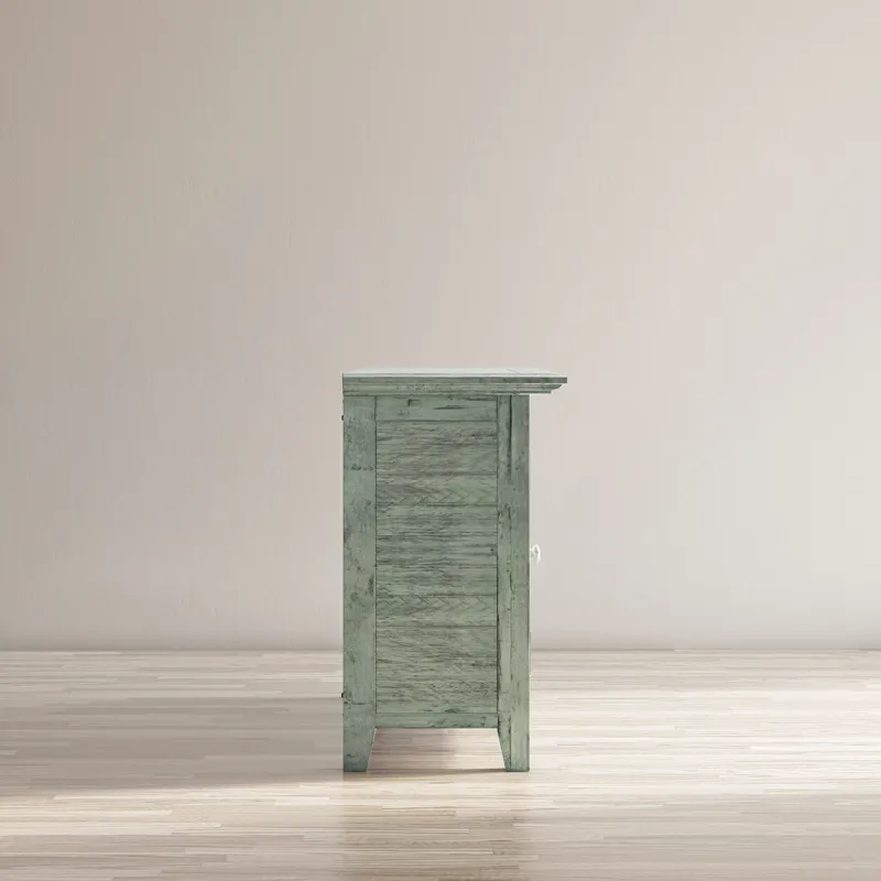 Rustic Shores 54\" Coastal Distressed Acacia Four-Door Credenza Cabinet