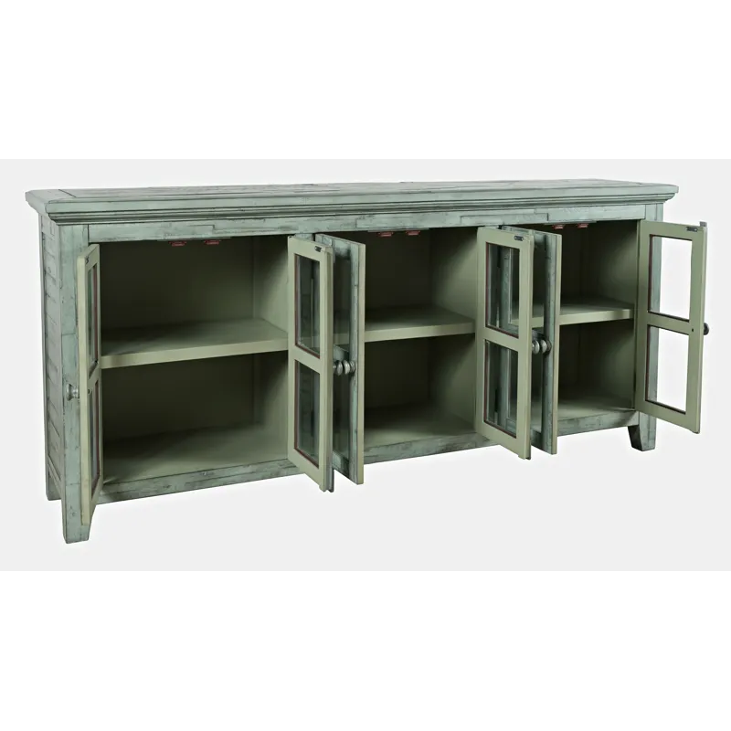 Rustic Shores 70\" Coastal Distressed Acacia Six-Door Sideboard Cabinet