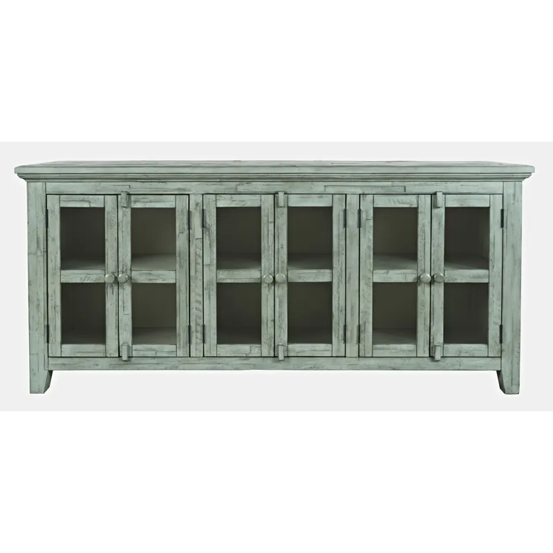 Rustic Shores 70\" Coastal Distressed Acacia Six-Door Sideboard Cabinet