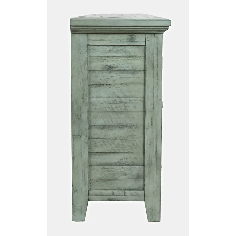 Rustic Shores 70\" Coastal Distressed Acacia Six-Door Sideboard Cabinet