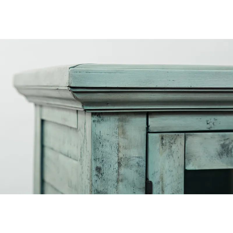 Rustic Shores 70\" Coastal Distressed Acacia Six-Door Accent Cabinet