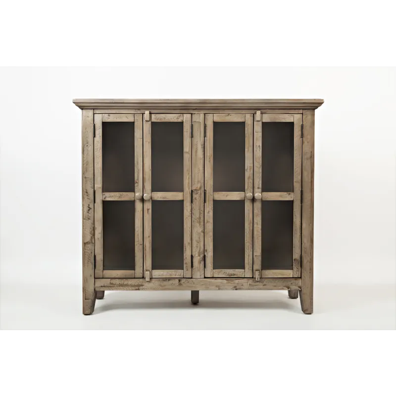 Rustic Shores 48\" Coastal Distressed Acacia Four-Door Accent Cabinet