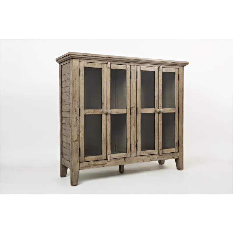 Rustic Shores 48\" Coastal Distressed Acacia Four-Door Accent Cabinet