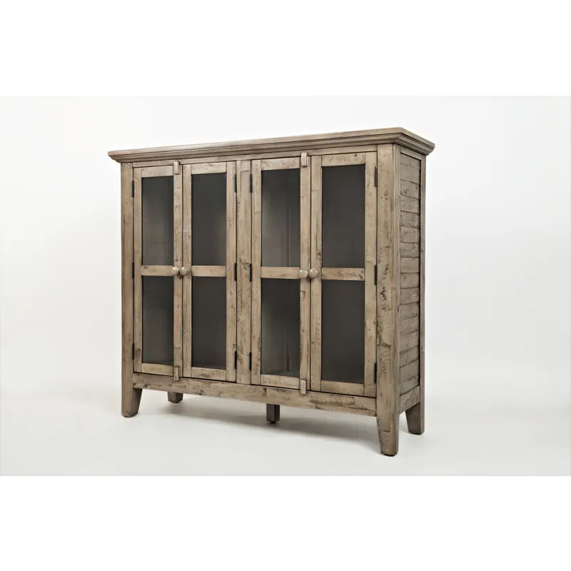 Rustic Shores 48\" Coastal Distressed Acacia Four-Door Accent Cabinet