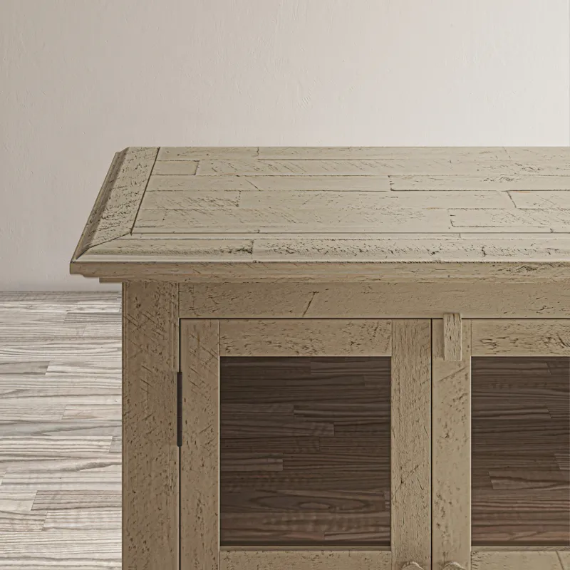 Rustic Shores 54\" Coastal Distressed Acacia Four-Door Credenza Cabinet