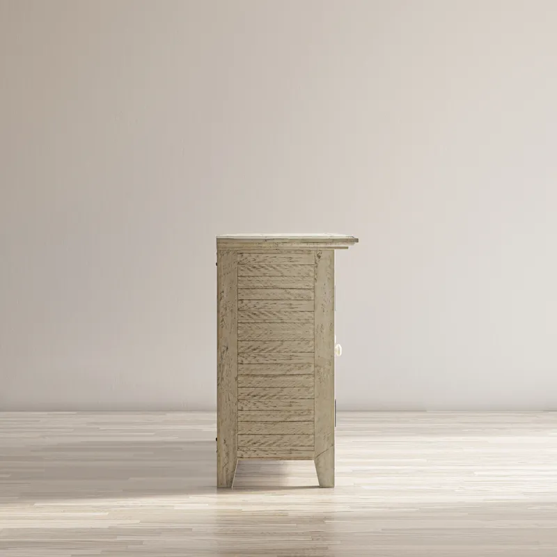 Rustic Shores 54\" Coastal Distressed Acacia Four-Door Credenza Cabinet