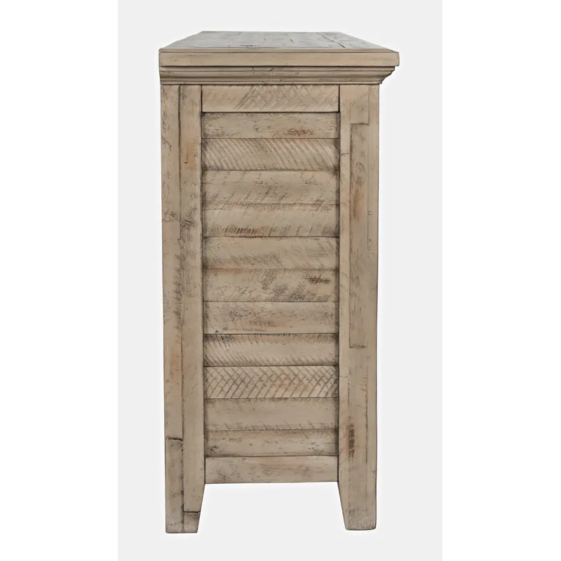 Rustic Shores 54\" Coastal Distressed Acacia Four-Door Credenza Cabinet