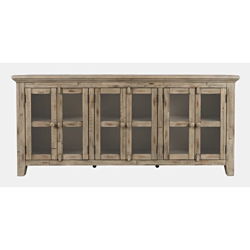 Rustic Shores 70\" Coastal Distressed Acacia Six-Door Sideboard Cabinet
