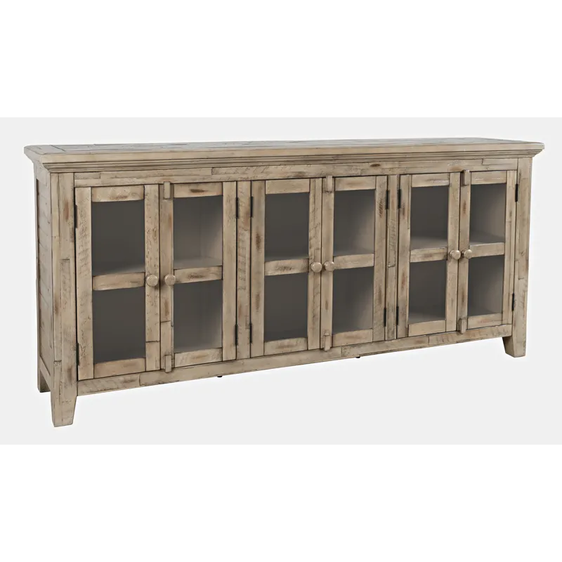 Rustic Shores 70\" Coastal Distressed Acacia Six-Door Sideboard Cabinet