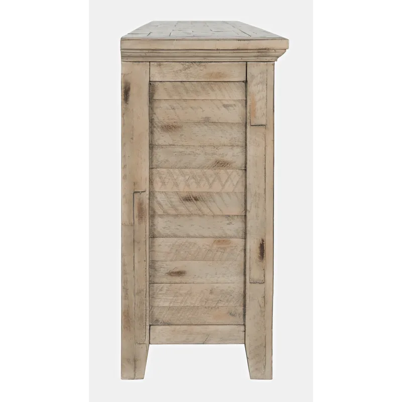 Rustic Shores 70\" Coastal Distressed Acacia Six-Door Sideboard Cabinet
