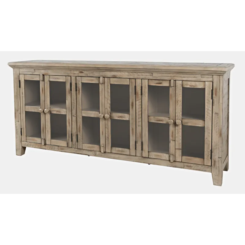 Rustic Shores 70\" Coastal Distressed Acacia Six-Door Sideboard Cabinet