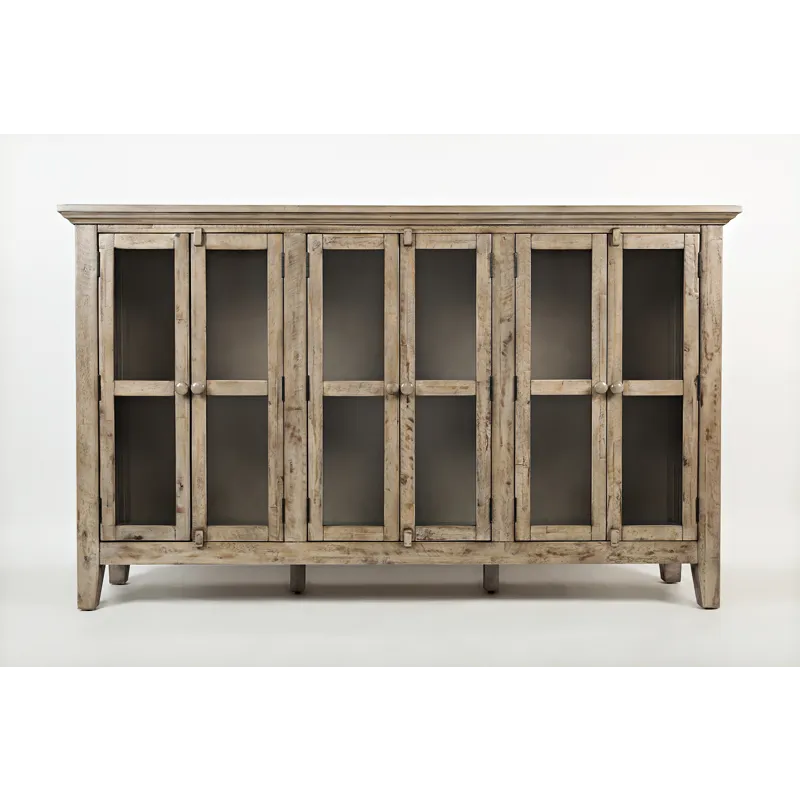 Rustic Shores 70\" Coastal Distressed Acacia Six-Door Accent Cabinet