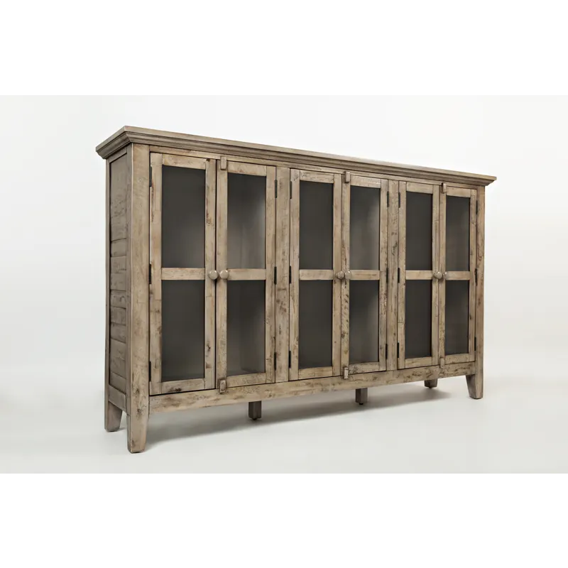 Rustic Shores 70\" Coastal Distressed Acacia Six-Door Accent Cabinet