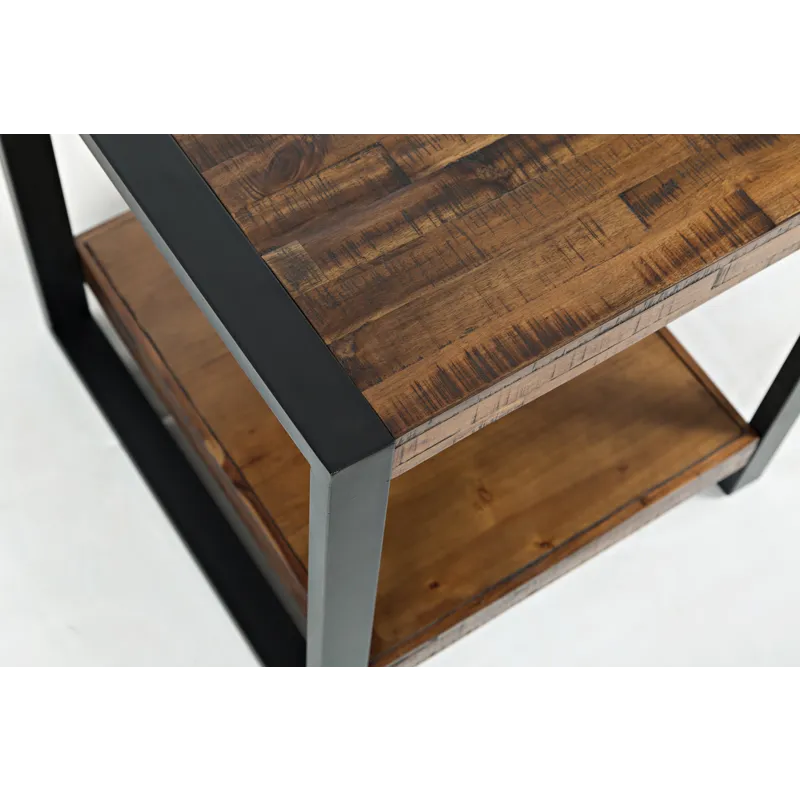 Loftworks Modern Industrial Distressed Acacia End Table