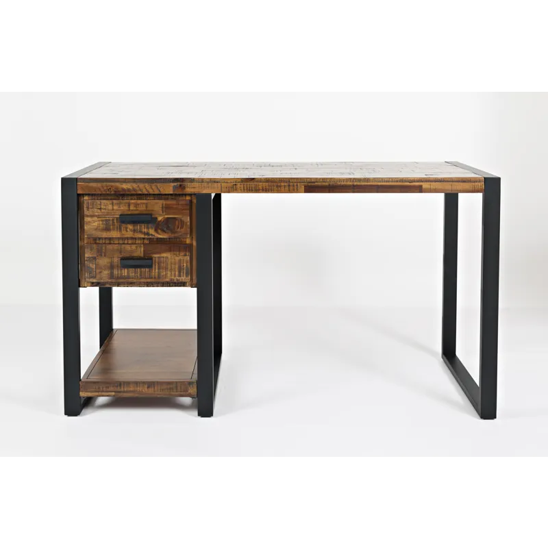 Loftworks 54\" Modern Industrial Distressed Acacia Desk With Drawers And Storage