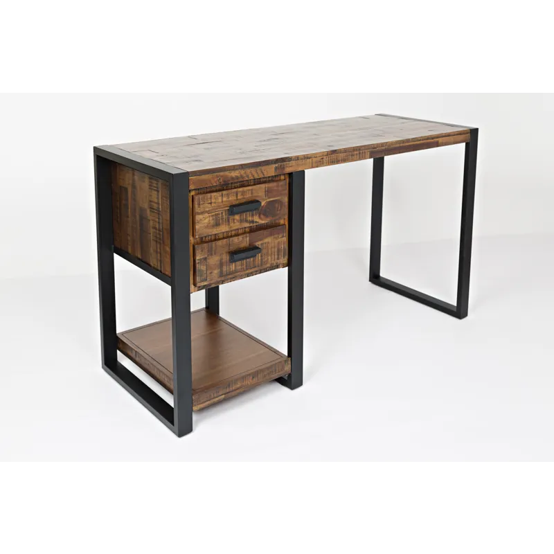 Loftworks 54\" Modern Industrial Distressed Acacia Desk With Drawers And Storage