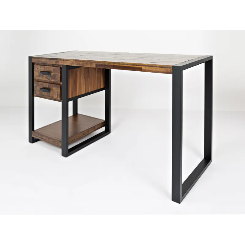 Loftworks 54\" Modern Industrial Distressed Acacia Desk With Drawers And Storage
