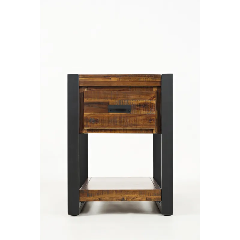 Loftworks Modern Industrial Distressed Acacia Chairside Table With Drawer