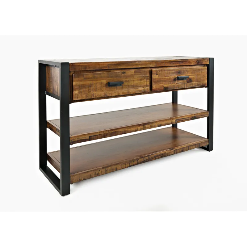 Loftworks Modern Industrial Distressed Acacia 50\" Sofa Table With Drawers