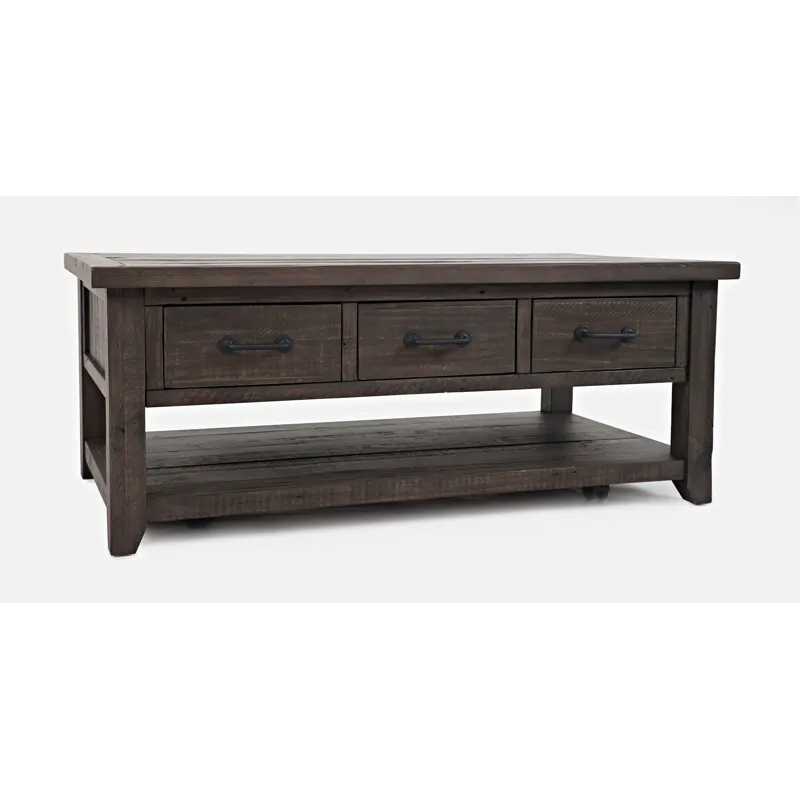 Madison County 48\" Rustic Reclaimed Pine Farmhouse Harris 3 Drawer Coffee Table