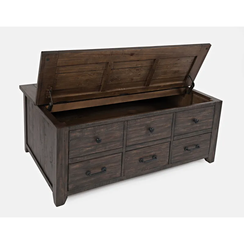 Madison County Rustic Reclaimed Solid Wood 48\" Farmhouse Harris Lift-Top Coffee Table