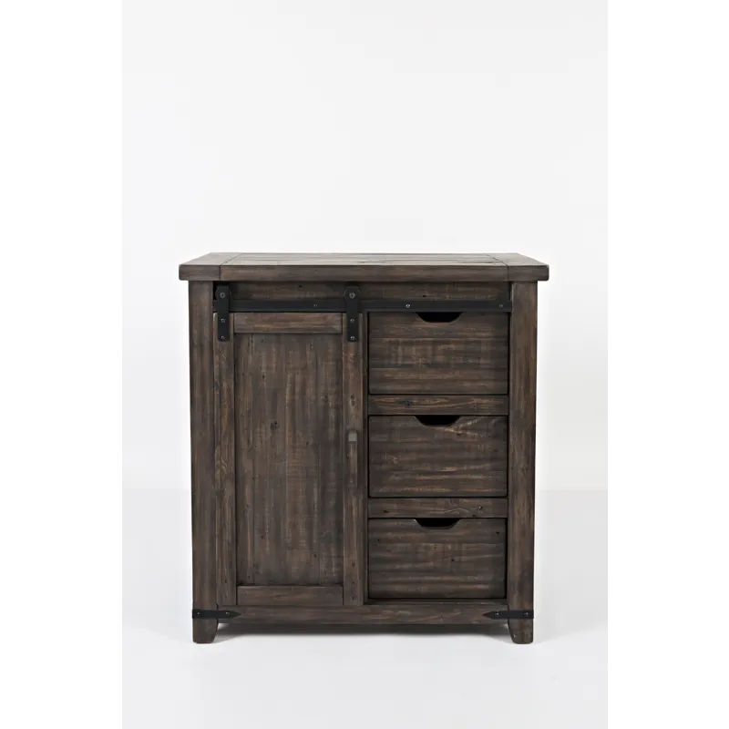 Madison County Rustic Reclaimed Solid Wood Farmhouse 32\" Barn Door Accent Cabinet