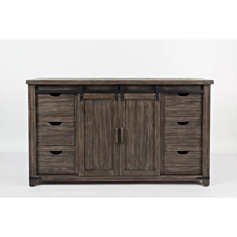 Madison County Rustic Reclaimed Solid Wood Farmhouse 60\" Barn Door Server