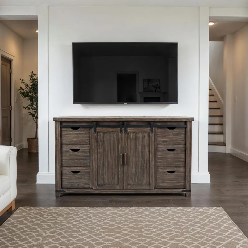 Madison County Rustic Reclaimed Solid Wood Farmhouse 60\" Barn Door Server