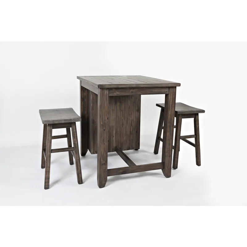 Madison County Rustic Reclaimed Solid Wood Farmhouse 3 Piece Counter Height Dining Set