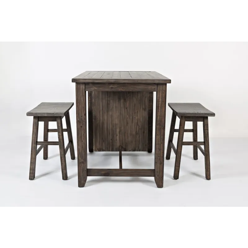 Madison County Rustic Reclaimed Solid Wood Farmhouse 3 Piece Counter Height Dining Set